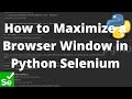 Python Selenium Tutorial #9 -  How to Maximize a Browser Window