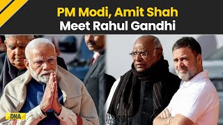 PM Modi And HM Amit Shah Meet Rahul Gandhi And Mallikarjun Kharge Amid Ambedkar Row