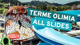 GIANT Waterpark Resort! Terme Olimia - All Slides POV | Aqualuna + Family Fun