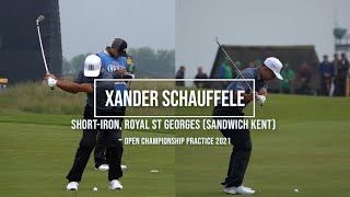 Xander Schauffele Golf Swing Short Iron (DTL \u0026 FO views) Royal St George's (Sandwich) July, 2021.