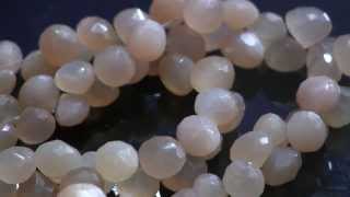 Peach Moonstone Faceted Onion Briolettes, 7 - 8 mm