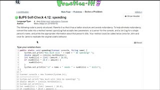 Java Practice It || 4.12 spending || if/ else statement, redundancy, scanner, input, method