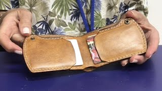 cómo hacer cartera de cuero artesanal. Modelo ciclista