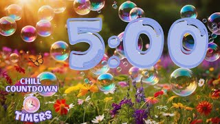 5 Minute Chill Countdown Timer with relaxing music with Bubbles and Butterflies, Lo-Fi Music