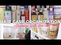 ORGANIZE MY HAIR CARE PRODUCTS WITH ME | DECLUTTER, CLEAN & ORGANIZE | HAIR JOURNEY | RELAXED HAIR