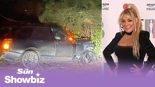 Sheridan Smith’s Range Rover’s smoking wreckage after crash