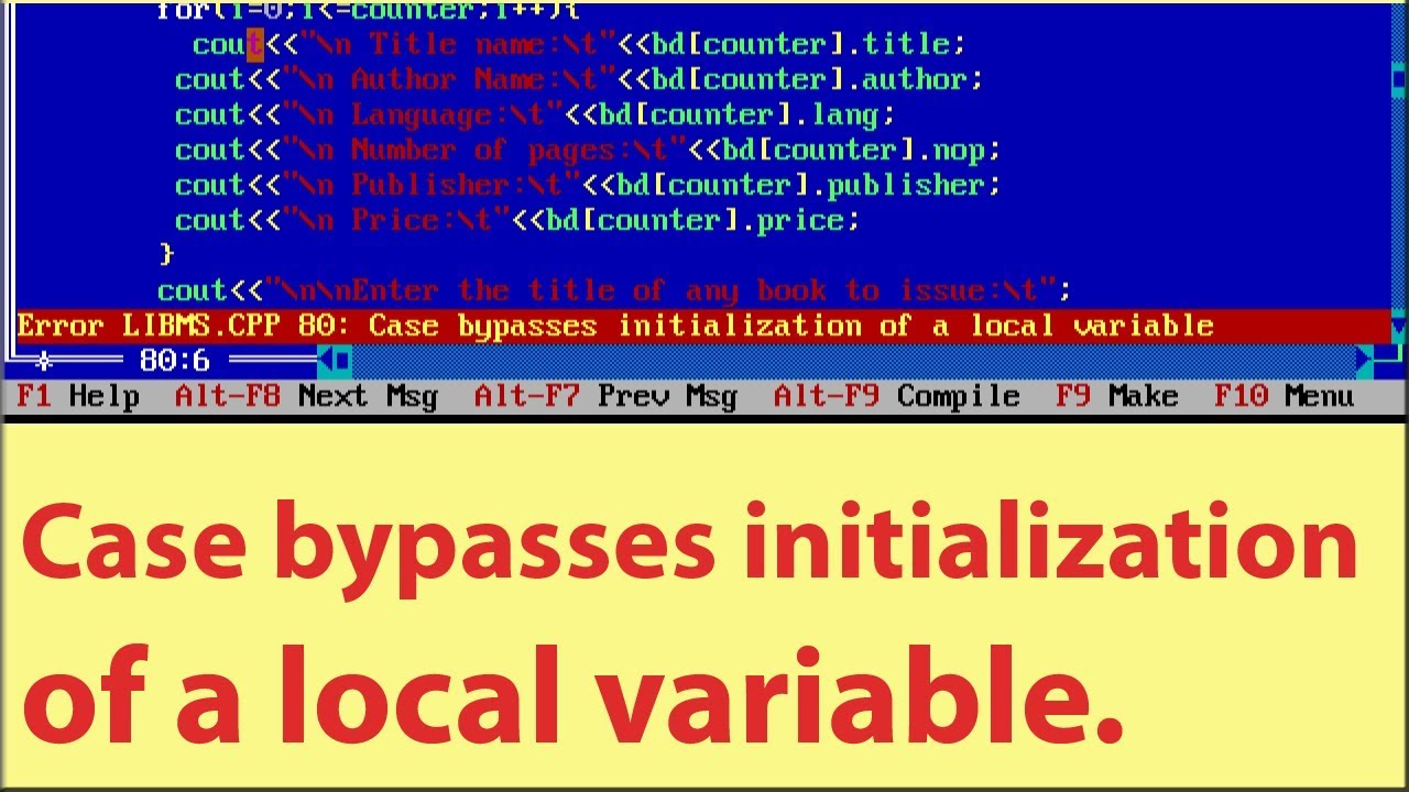 How To Fix Case Bypasses Initialization Of A Local Variable. - YouTube