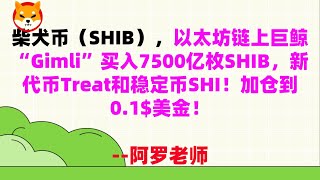 柴犬币（SHIB），以太坊链上巨鲸“Gimli”买入7500亿枚SHIB，新代币Treat和稳定币SHI！加仓到0 1$美金！