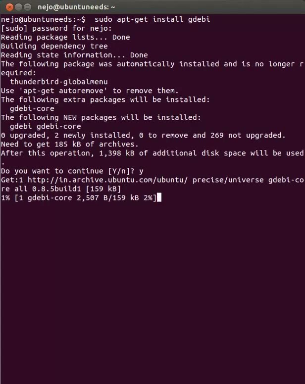 how to install gdebi in ubuntu 12.04
