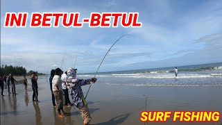 AKSI PEMANCING PANTAI MENJINAKKAN PARI JUARA #surfcasting #fishing