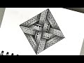 3D square pattern mandala art | Zentangle Art | 3D mandala drawing