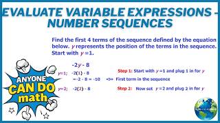 Evaluate Variable Expressions - Number Sequences