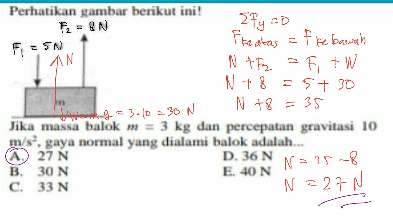 Menghitung Gaya Normal Balok Dibidang Datar Dengan Pengaruh Gaya F1 Dan ...