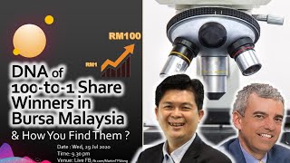 KLSE 100 Baggers DNA 100-to-1 (1000% Return or more) Share Winners in Bursa Malaysia..
