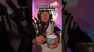 Apparently you can eat these spoons…Chocolate Flavored Spoon vs Ice Cream #shorts