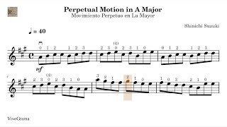 🎼 09. Perpetual Motion in A Major - Suzuki 1 - Violin Sheet Music. Progressive Tempo Practice