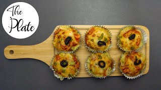 Pizza Muffins | Eggless savoury Muffins  | The Plate