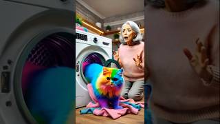 Grandma's Washing Machine Prank on the Cat #cat #cattales #animation #aicat