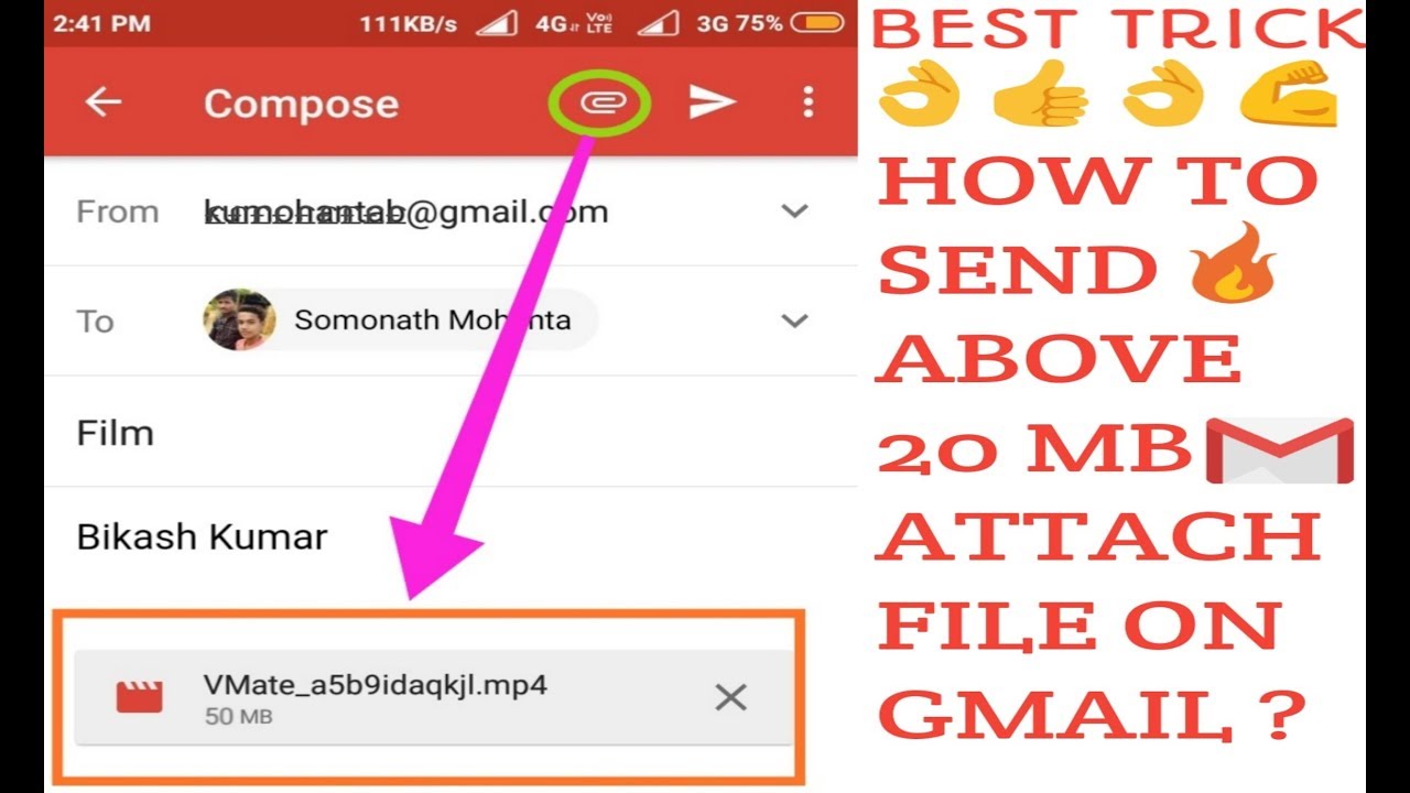 How To Send Large File On Gmail !! How To Send Less Than 20 Mb File ...