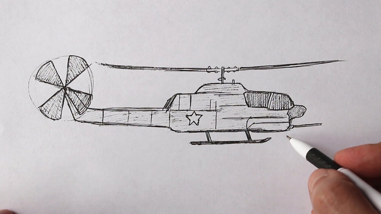 How To Draw A Military Helicopter Easy - YouTube