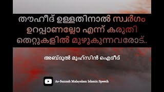 തൗഹീദ് ഉള്ളതിനാൽ സ്വർഗം ഉറപ്പാണല്ലോ എന്ന് കരുതി തെറ്റുകളിൽ മുഴുകുന്നവരോട്: അബ്ദുൽ മുഹ്‌സിൻ ഐദീദ്