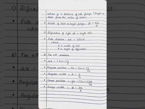 class 12 | physics | wave optics | Short notes | list of formulas | CBSE | JEE | NEET | handwritten notes