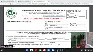SC Property Taxes 4% Application for Berkeley, Charleston, & Dorchester Counties
