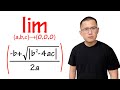 limit of the quadratic formula as (a, b, c) goes to (0, 0, 0)