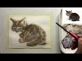 easy watercolor kitten painting tutorial with just three colors