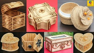 Handmade Jewelry storage boxes | DIY Jewellery Box made from Popsicle Sticks,Bamboo sticks and jute