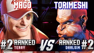 SF6 ▰ MAGO (#2 Ranked Terry) vs TORIMESHI (#2 Ranked Dhalsim) ▰ High Level Gameplay