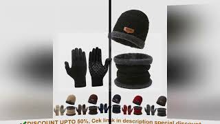 Men's windproof hat, outdoor winter scarf, gloves, three-piece neckline, one plus cashmere insulated