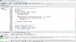 C++ 57: Insertion sort to sort numbers from smallest to largest using while and for loops