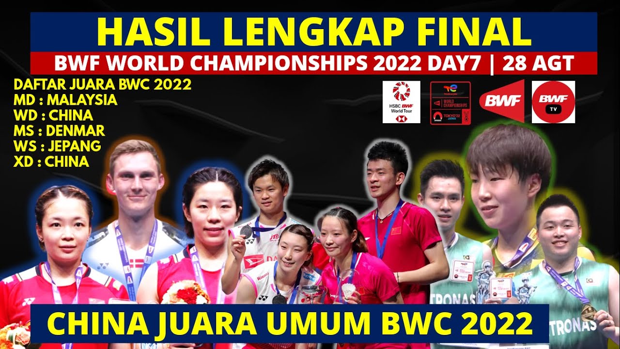 Hasil Lengkap Final BWF World Championship 2022 Hari Ini: China Juara ...