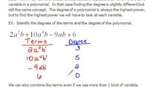 Degree of a Polynomials with Multiple Variables 10.3