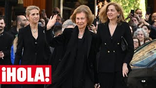 Doña Sofía, junto a sus hijas, asiste al funeral de su hermano cuarenta días después de su muerte