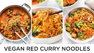 EASY VEGAN RED CURRY NOODLES ‣‣ 30 Minute Dinner Idea