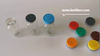 glass jars of 10ml 20mm transparent colored aluminium caps