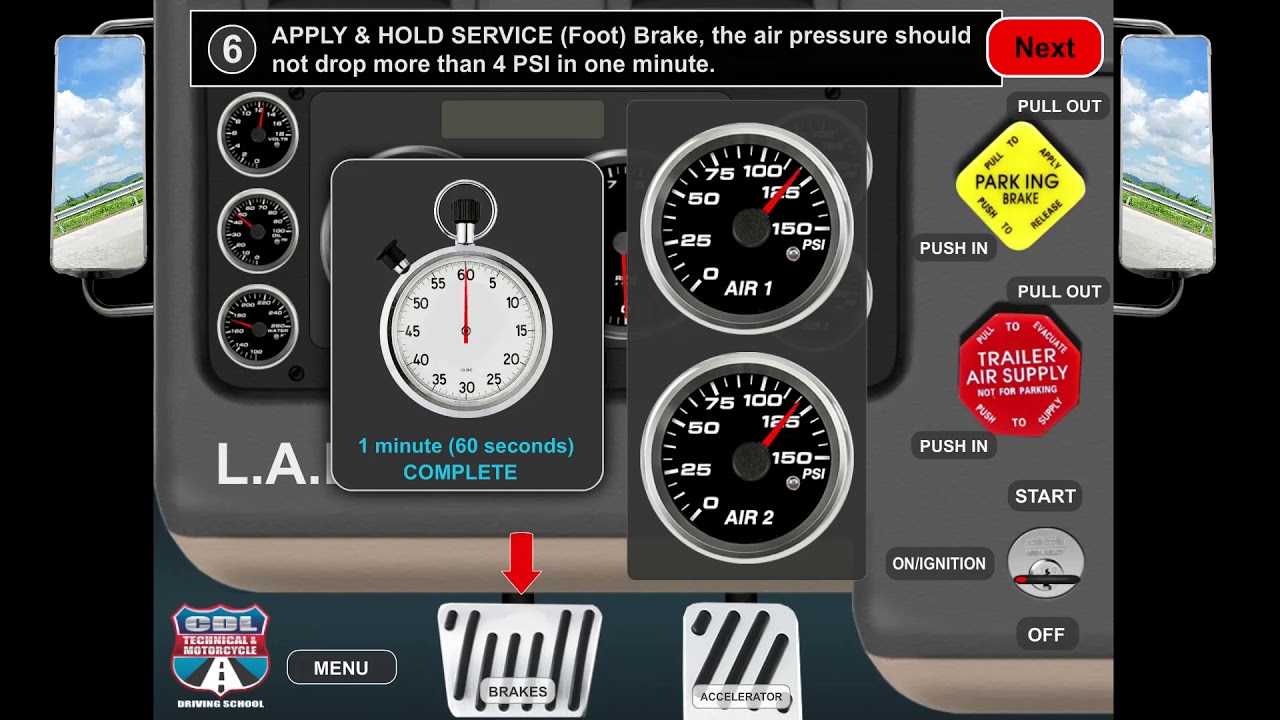 L.A.B Test - Air Brake Check - Pre-Trip Inspection - CDL Class A - YouTube