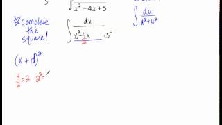 Integrals with Inverse Trig Functions Using Completing the Square