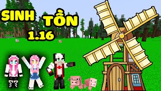 PANDA THỬ THÁCH SINH TỒN 1.16 TRONG MINECRAFT TẬP 4*REDHOOD XÂY CỐI XOAY GIÓ