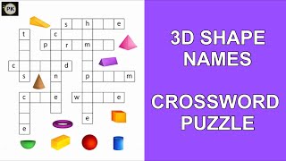 Simple 3D Shape Names Crossword Puzzle for Kids