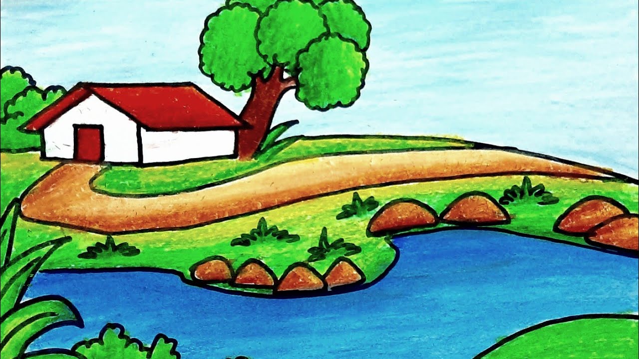 Cómo Dibujar Un Paisaje Fácil Con Dibujar Un Hermoso Paisaje Dibujo De ...