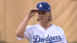 NYM@LAD Gm5: Greinke strikes out nine over 6 2/3