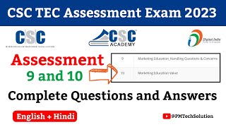 CSC TEC Exam Assessment Questions and Answers 2023 | Hindi and English | Assessment 9 and 10