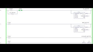 LD 16 - Motors Start Sequence w Interlock TON RTO - Easy PLC Programming Tutorials for Beginners