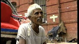 Rickshaw pullers of Calcutta - the indespensale hand-pulled rickshawas