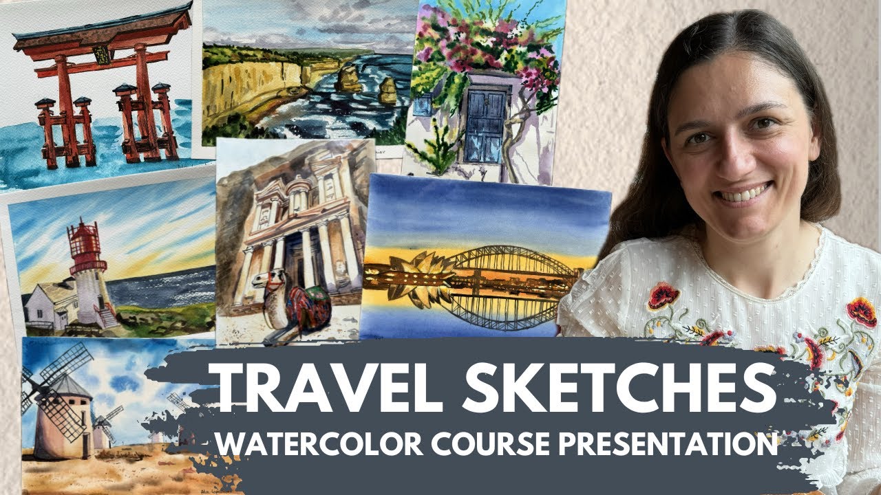 Watercolor Travel Sketches And Landscapes Presentation Of The Course