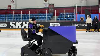 Check out this mini ice resurfacer you can rent for your outdoor rink