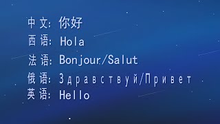 how to say 'hello' in Chinese English French Spanish Russia '#5语基础#你好，中文英语西班牙语法语俄语